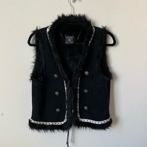 Faux suede feather vest
